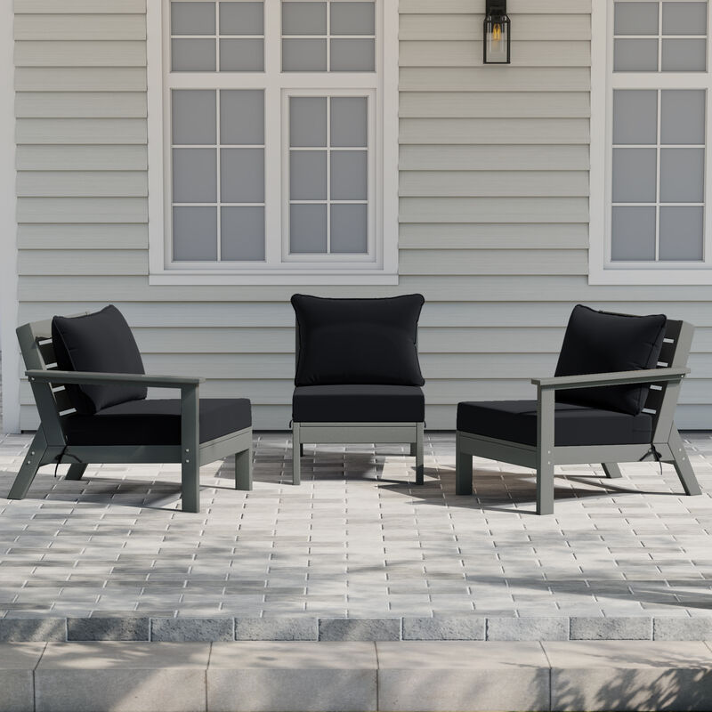 WestinTrends Outdoor Patio HDPE Sectional Sofa with Patio Cushions