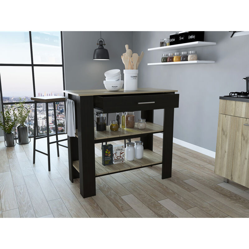 Streamdale Cala Kitchen Island - Black Light Oak