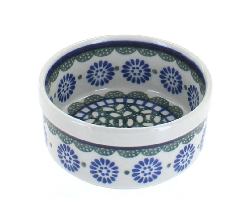 Blue Rose Polish Pottery Barnyard Rooster Small Ramekin