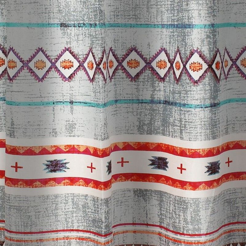 Pimi 72 x 72 Inch Shower Curtains, Soft Microfiber Southwest Boho Style - Benzara