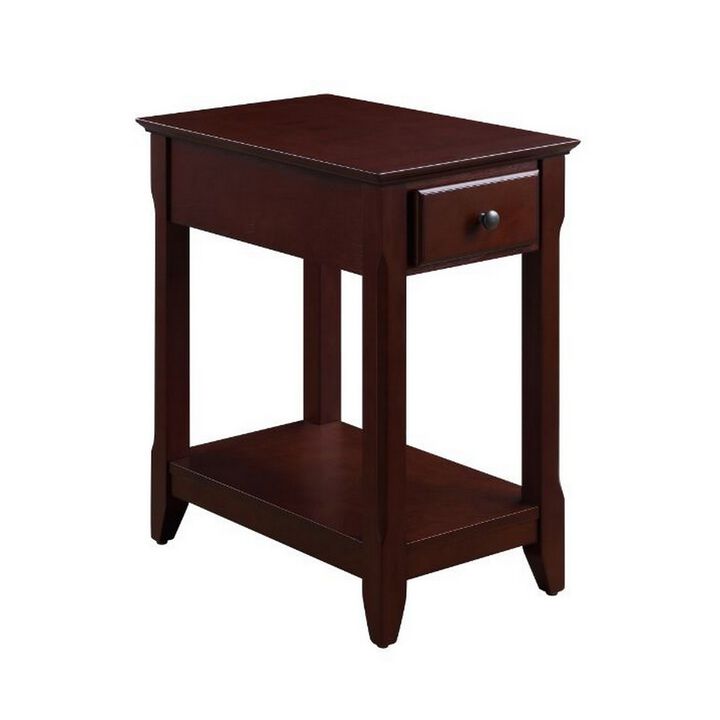 Accent Table with 1 Drawer and Bottom Shelf, Brown-Benzara