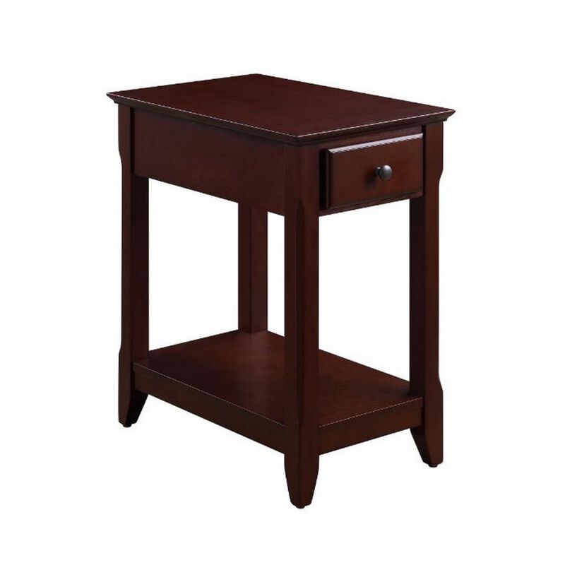 Accent Table with 1 Drawer and Bottom Shelf, Brown-Benzara