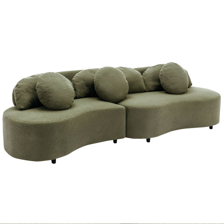 Merax Modern Curved Design Lamb Velvet Sofa