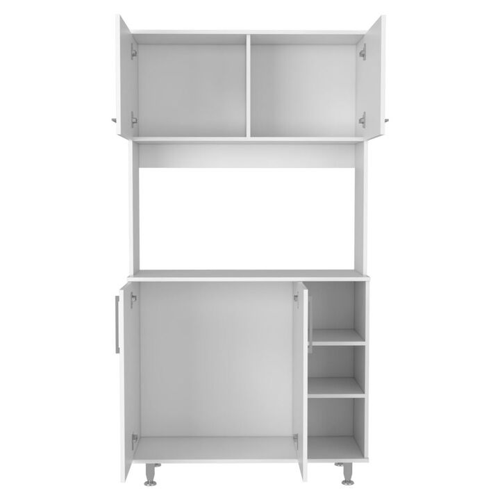DEPOT E-SHOP Malta Kitchen Pantry Double Door Cabinet, Four Legs, Three Shelves, White