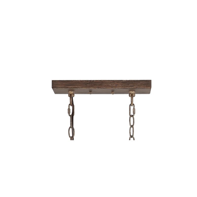 Zeniba 5-Light Linear Adjustable Iron/Seeded Glass Rustic Farmhouse LED Pendant