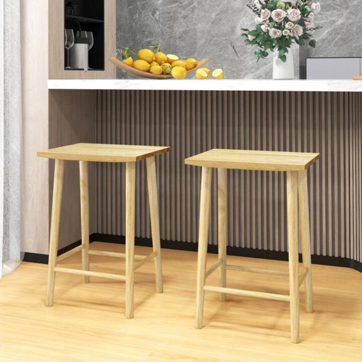 Hivvago 25.5 Inch Bar Stools Set of 2 with Footrest-Natural
