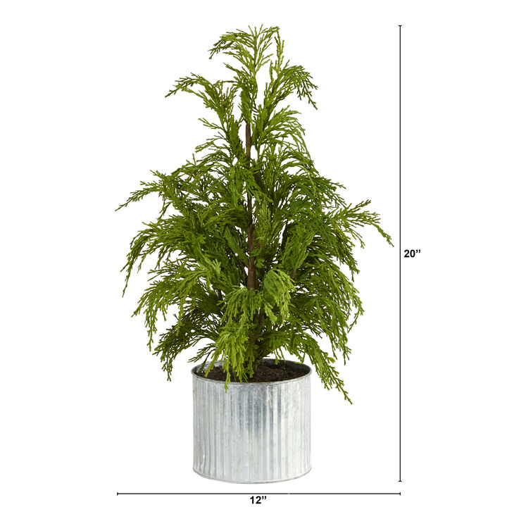 2' Artificial Medium Cedar Tree in Decorative Planter