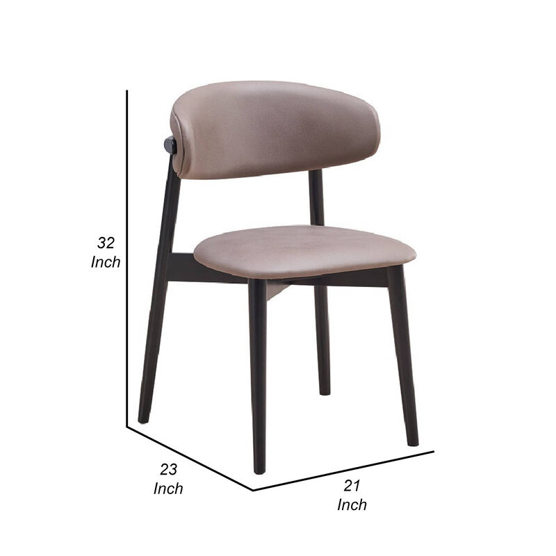 Anae 23 Inch Side Dining Chair Set of 2, Turned Legs, Gray Fabric, Black - Benzara