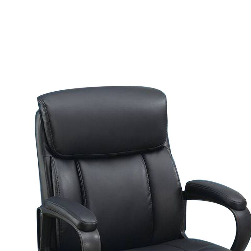 Office Chair with Top Padded Back and Casters, Black-Benzara
