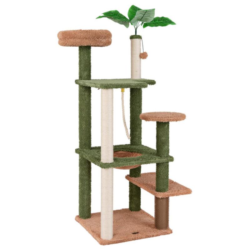 Hivvago Multilevel Cat Tree with Scratching Posts and Rope Plush Perch Toy Bed