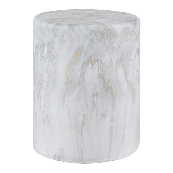 Troy Modern Minimalist Faux Marble Column Indoor/Outdoor Accent Table
