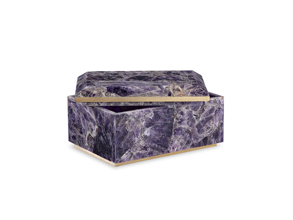 Large Amethyst Box With Brass
