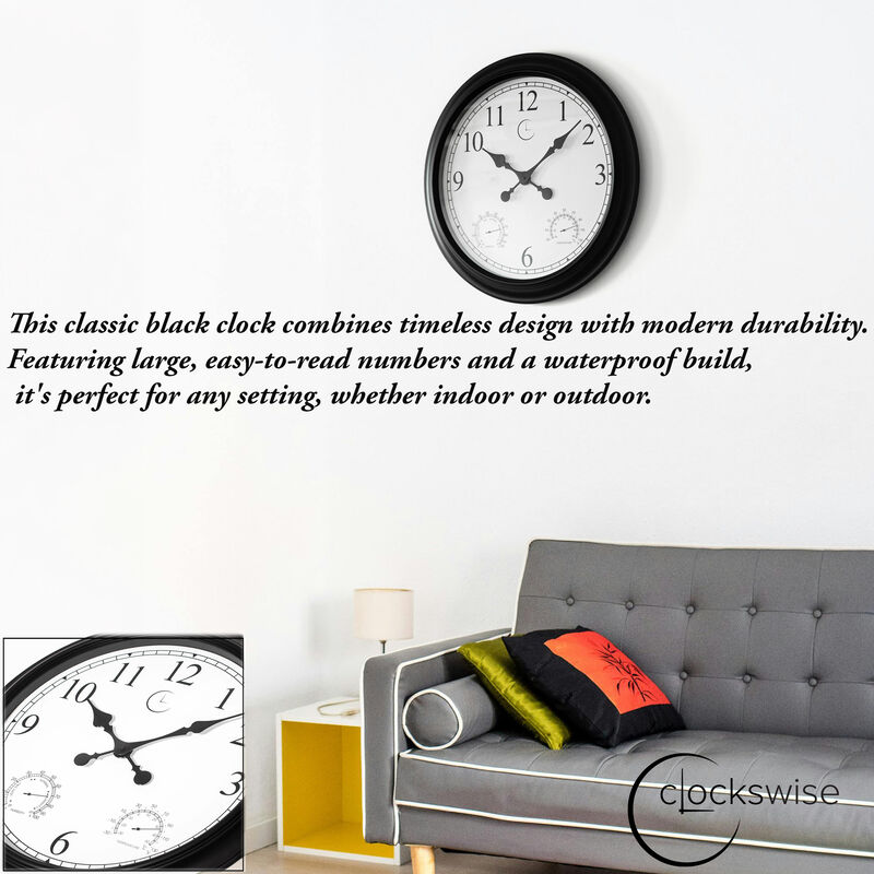 24" Outdoor Wall Clock Thermometer Combo