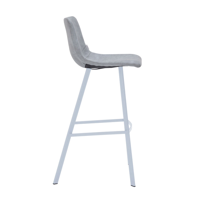 LeisureMod Elland Bar Stool – Modern White Base with Comfortable Padded Seat – Set of 2, Stylish and Durable