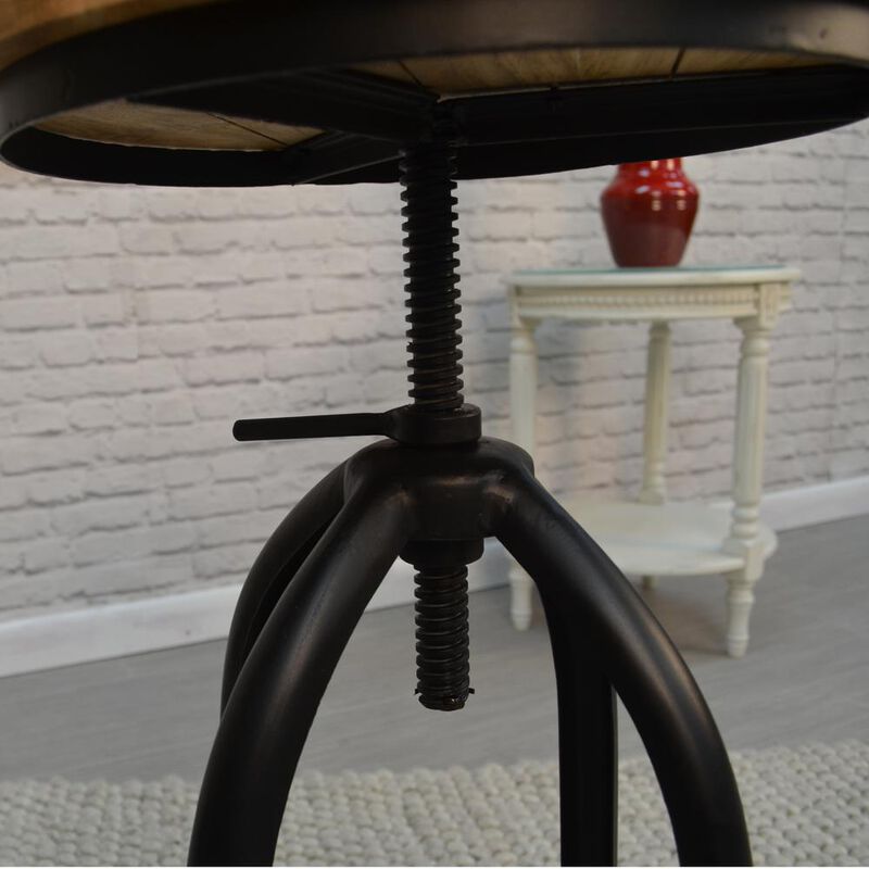 Carolina Living Ryder Adjustable Barstool - Chestnut Seat - Black Base