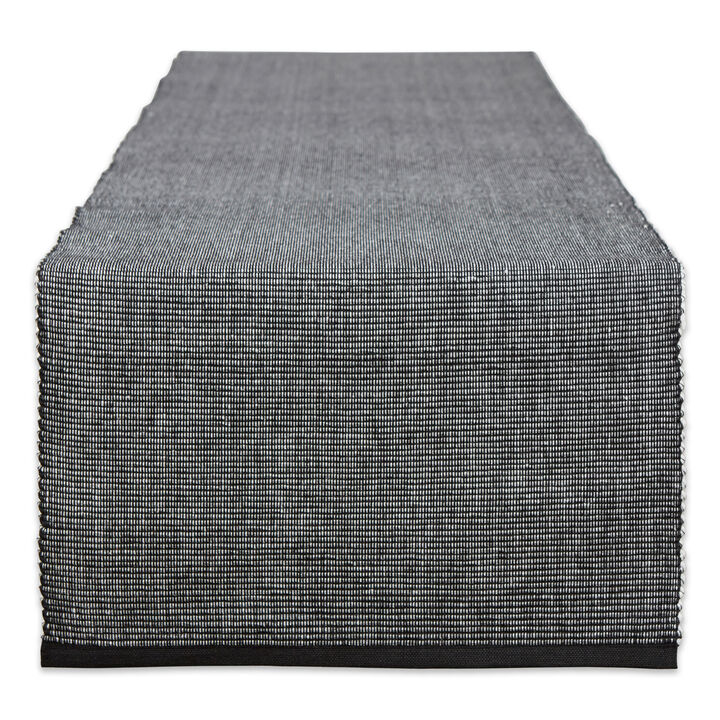 13" x 72" Black and White 2-Tone Ribbed Table Runner
