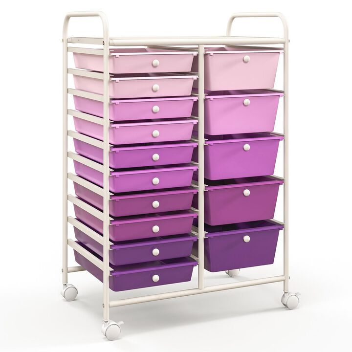 15-Drawer Rolling Utility Organizer Cart for Multi-Use Storage and Easy Access