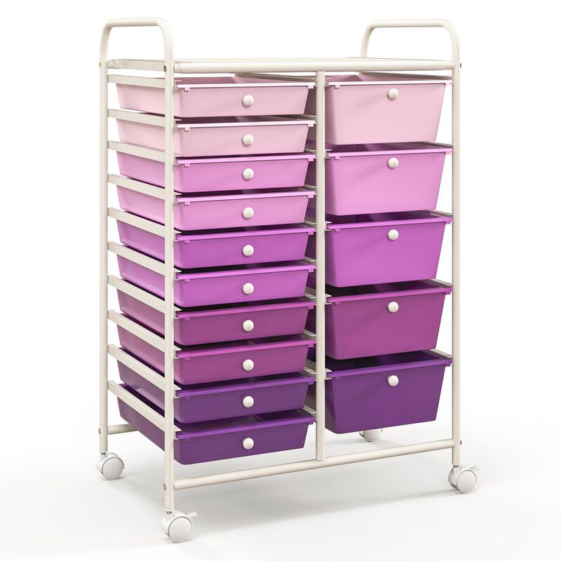 15-Drawer Rolling Utility Organizer Cart for Multi-Use Storage and Easy Access