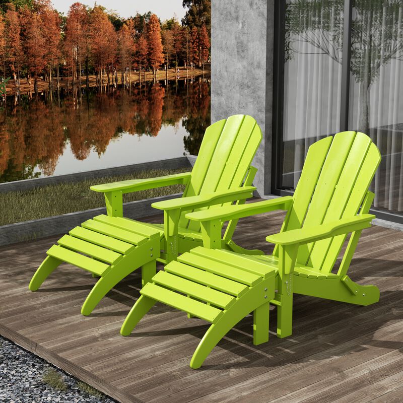 WestinTrends 4-Piece Folding Adirondack Chair With Footrest Ottoman Set