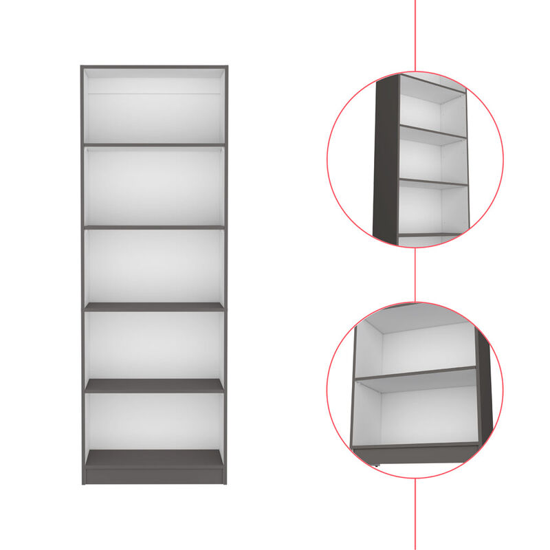 Bookcase 4-Shelves Benzoni, Office, Matt Gray / White