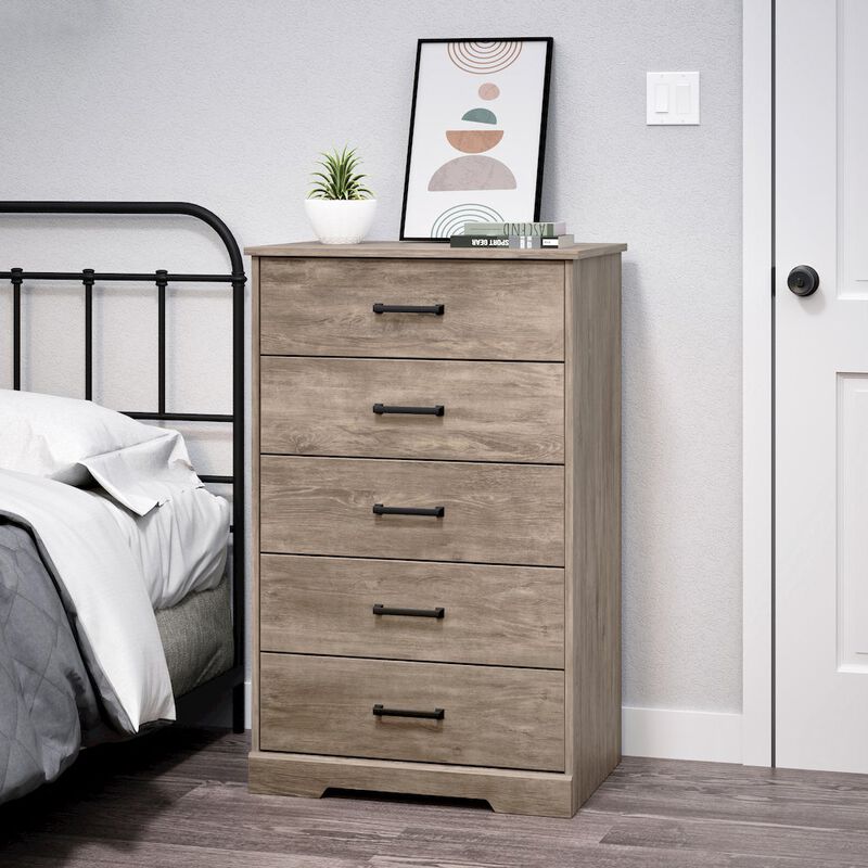 Prepac Rustic Ridge Brown 5 Drawer 18.5D x 27.5W x 43.5H Dresser