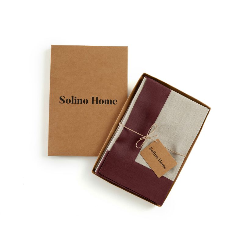 Solino Home 100% Pure Linen Dinner Napkins 20 x 20 Inch Set of 4 | Contempo for Thanksgiving, Christmas