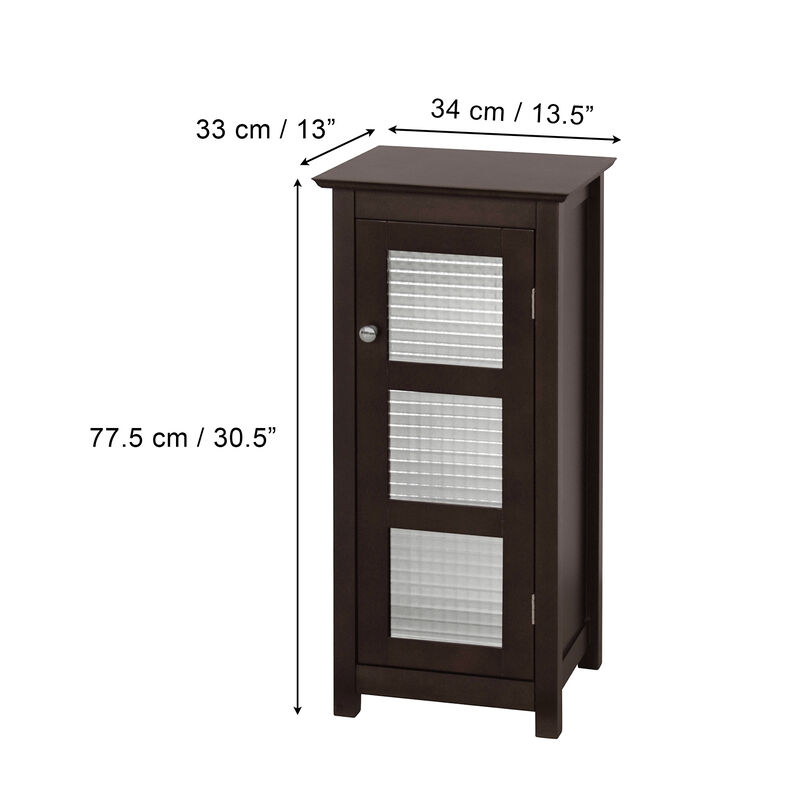 Teamson Home Chesterfield Wooden Floor Cabinet with Waffle Glass Door, Espresso