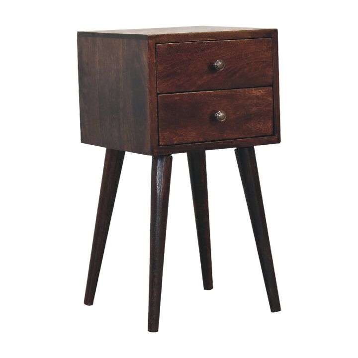 Mini 2 Drawer Solid Wood  Light WalnutNightStand