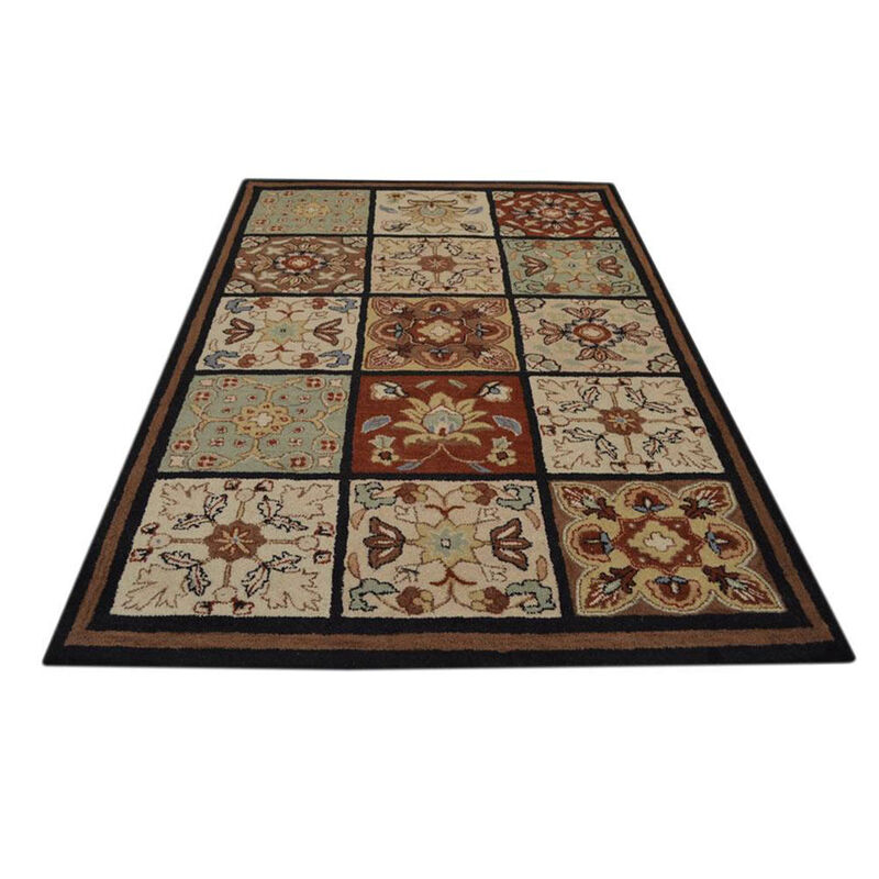 RUGSOTIC CARPETS HAND TUFTED WOOL ECO-FRIENDLY AREA RUGS  - 5'x8', Rectangle Shape, Multicolor, Floral Modern Design, High Pile Thick Handmade Area Rugs for Living Room, Bed Room (K0TM14)