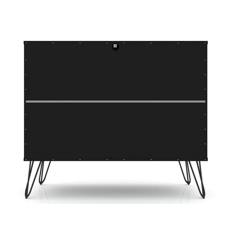 Hivvago Modern Scandinavian Style Bedroom 3 Drawer Dresser in Black Wood Finish