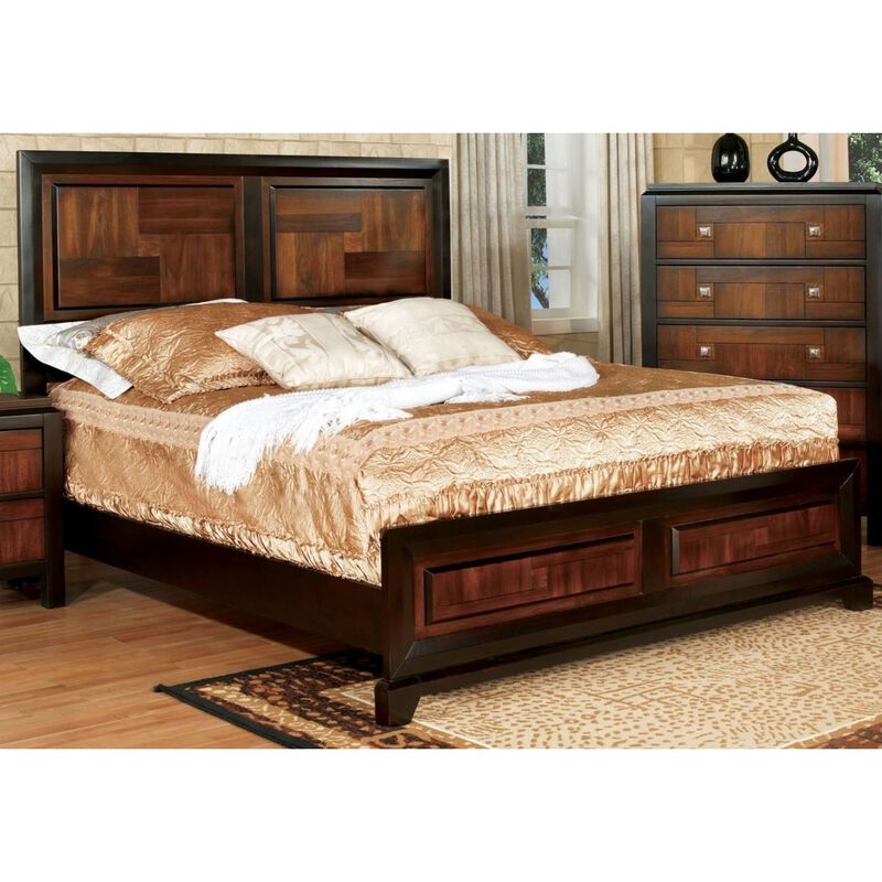 Acacia Walnut Transitional Queen Bed
