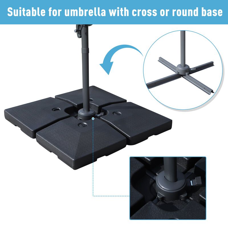 Heavy-Duty Umbrella Support: 4-Piece Black Base for Cantilever Umbrellas