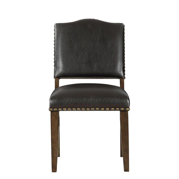 Comfort Pointe Denver Brown Faux Leather Dining Chair with Nail Heads - Set of 2