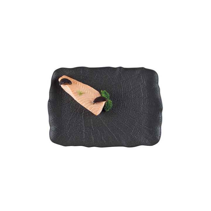 Shade 10.25" x 6.5" Rectangular Black Porcelain Plate (Set of 4)