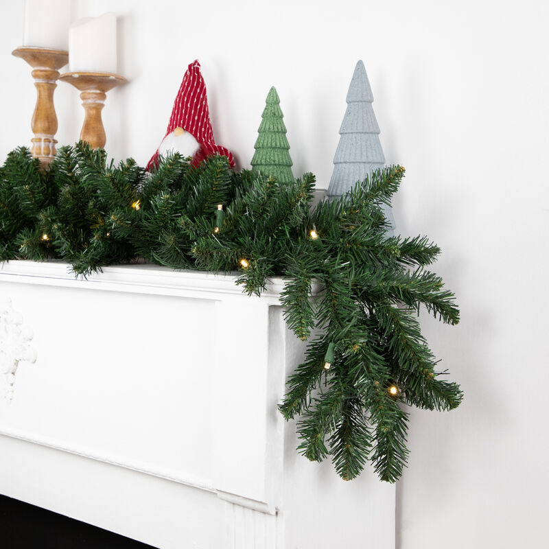 9ft x 12in Pre-Lit Buffalo Fir Artificial Christmas Garland - Warm White LED Lights