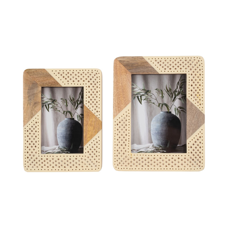 5"x7" Ivory Nat Wood Woven Frm