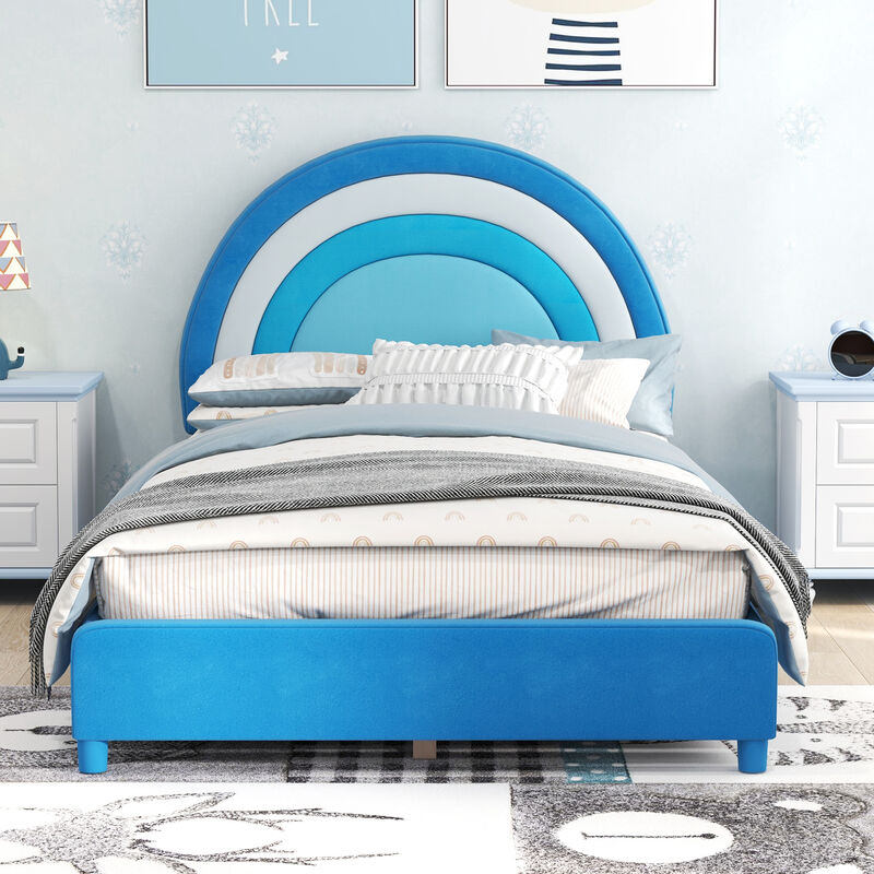Height-Adjustable Headboard Bed Frame with Sturdy Wooden Slats, Modern Platform Design for Comfort and Support