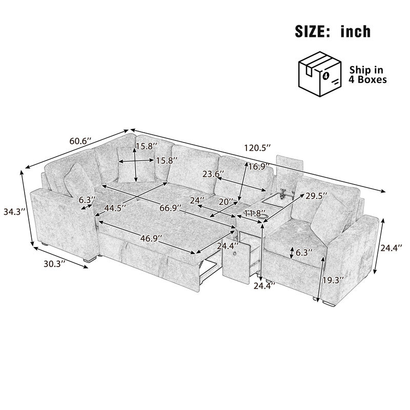 Merax L-shaped Convertible Sectional Sofa Sleeper