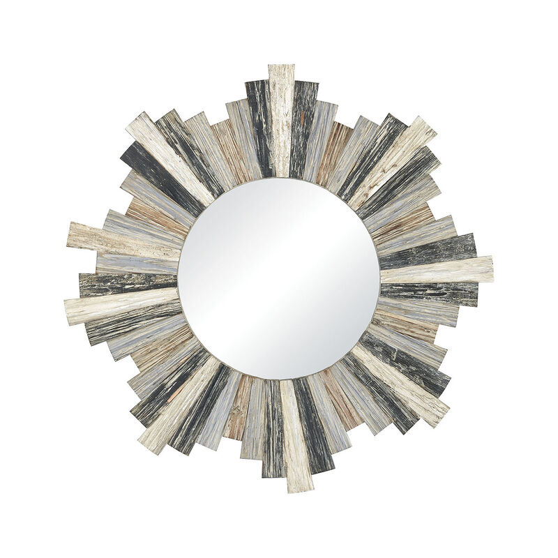 31.5” Sunburst Chatham Light Wall Mirror with Multi-color Wooden Frame
