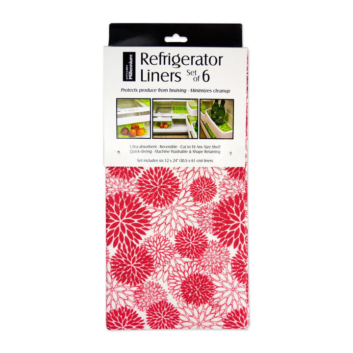 Set of 6 Red Dahlia Refrigerator Liner Rolls 12" x 24"