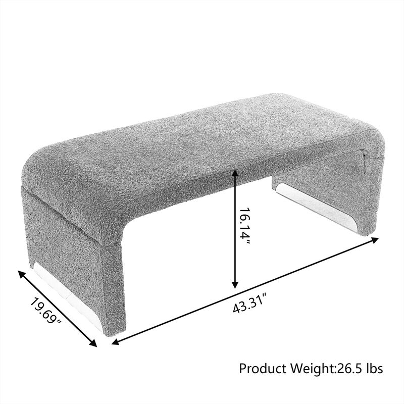 New Boucle Fabric Loveseat Ottoman Footstool Bedroom Bench Shoe Bench With Metal Legs