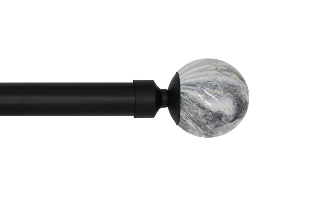 Linen Avenue Grey Marble Double Window Curtain Rod Set