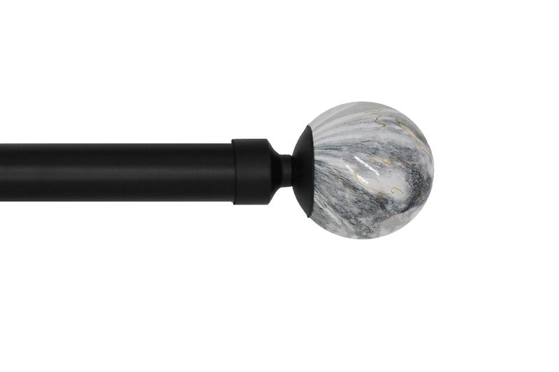 Linen Avenue Grey Marble Double Window Curtain Rod Set