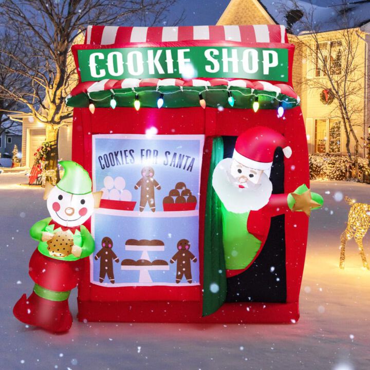 Hivvago 6.3 Feet Inflatable Gingerbread Cookie Shop with Santa Claus