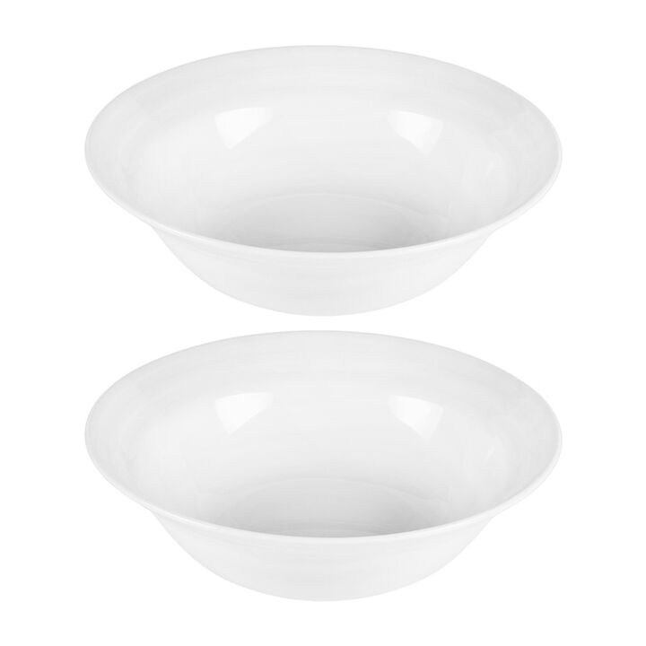 Porcelain Lizbon dia.9" h:2.75" 42 oz. Round White Porcelain Bowl (Set of 2)