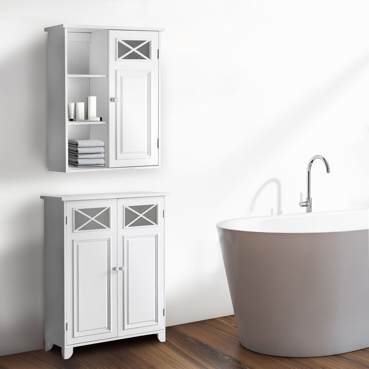 Teamson Home Dawson Removable Wooden Wall Cabinet with Cross Molding- White