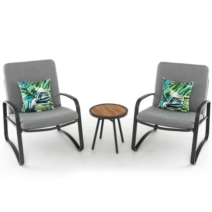 Hivvago 3 Pieces Patio Bistro Conversation Set with Waterproof DPC Tabletop