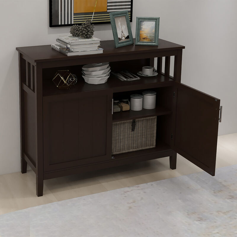Kitchen Storage Sideboard And Buffet Server Cabinet-Brown