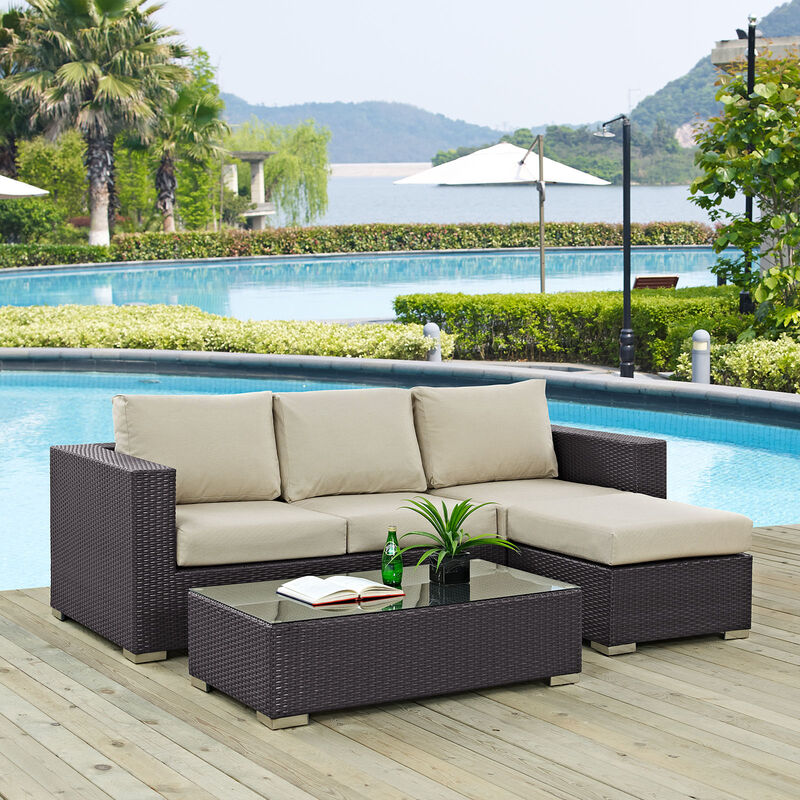 Modway - Convene 3 Piece Outdoor Patio Sofa Set