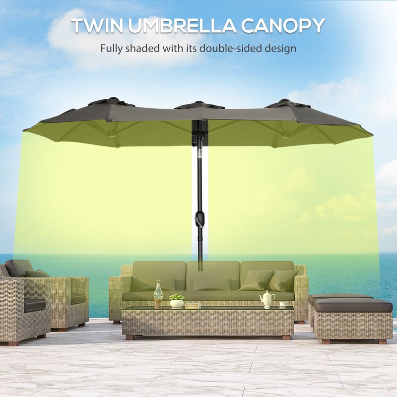 Large Patio Shade: 9.5' Double-sided Umbrella with Tilt Crank